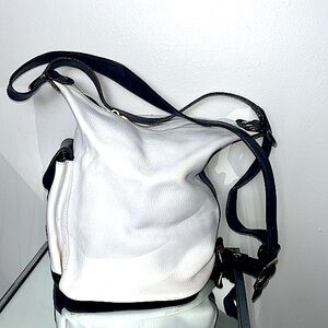 Valentina White Pebbled Leather Bucket Bag